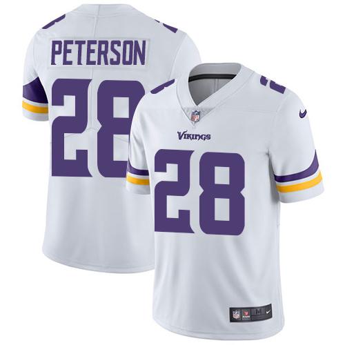 Nike Vikings #28 Adrian Peterson White Men's Stitched NFL Vapor Untouchable Limited Jersey - Click Image to Close